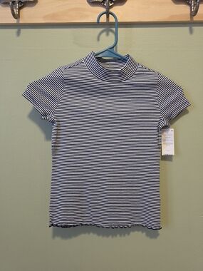 Carter's Black & White Narrow Stripe Mock Neck Tee